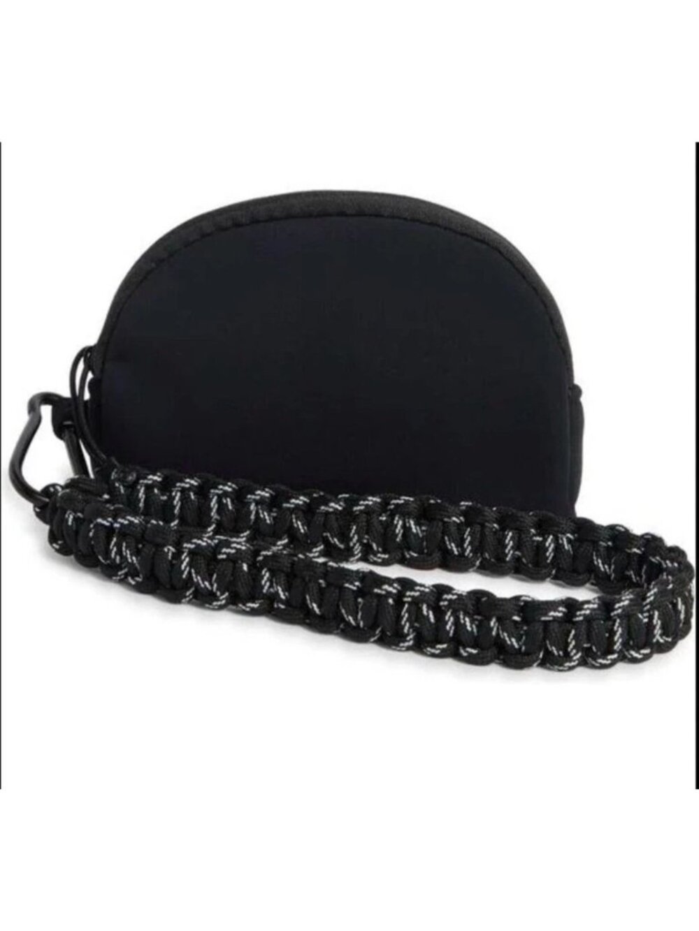 Leith Black Neoprene Half Moon Pouch Wristlet Carabiner Cord Strap Bag Charm NEW